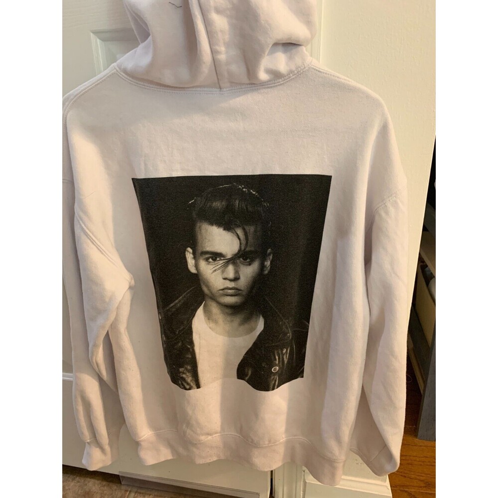 Cry Baby Johnny Depp Small White Hoodie Universal Studios Retro Movie Sweatshirt